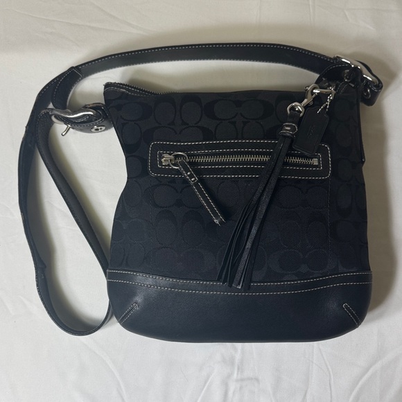 Coach Signature Jacquard Black Crossbody Bag Style 9362 - Picture 1 of 14